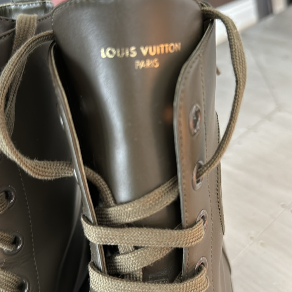 Louis Vuitton green khaki combat military weather boot bootie sz 38 with box - Picture 4 of 10